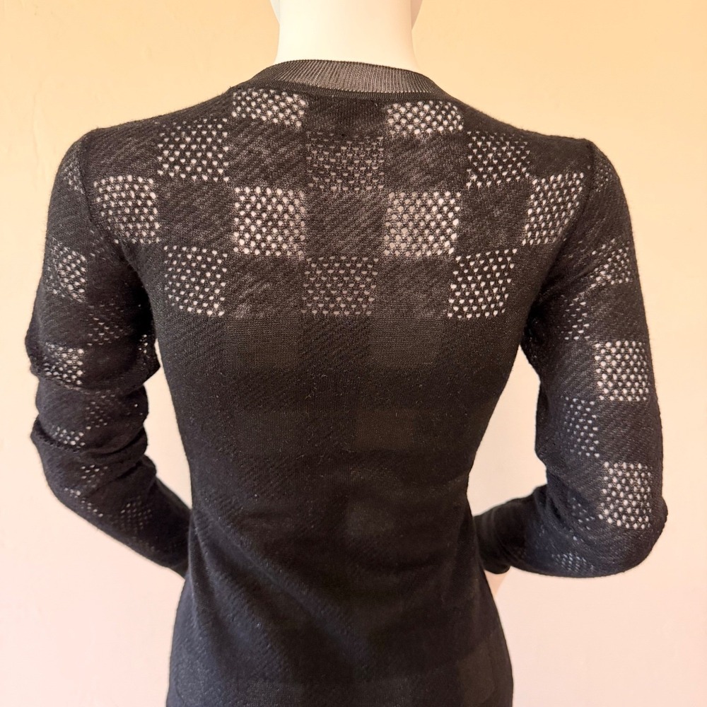 Rag & Bone Women's Black Alpaca Wool Pointelle Mesh Knit Midi Dress Size XXS - Picture 9 of 12